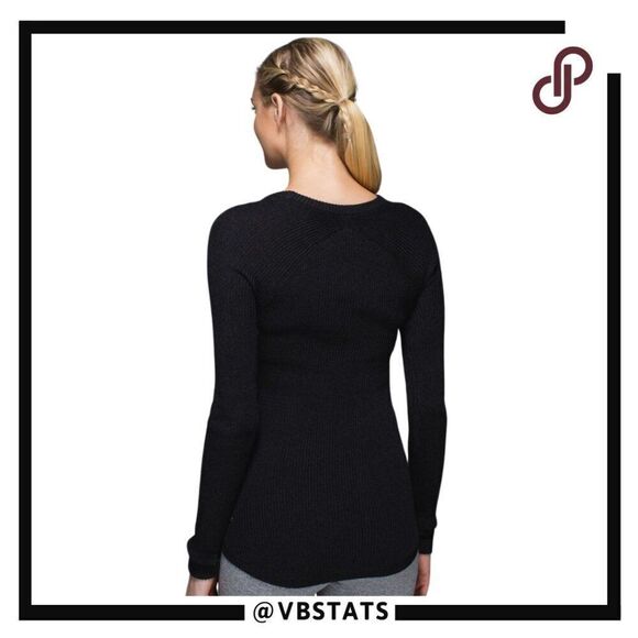 Lululemon Cabin Yogi Long Sleeve Black / Heather Dark Gray in Size 4 - Picture 3 of 11